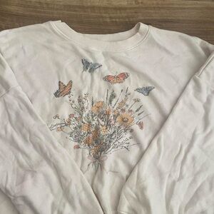 Floral and Butterfly Graphic Sweatshirt